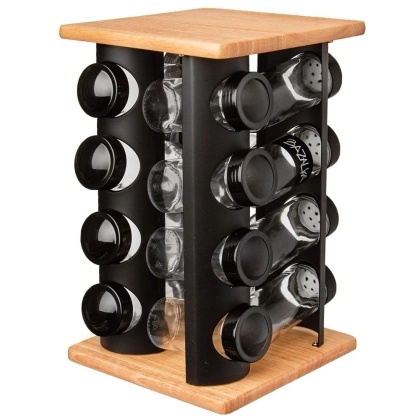 Stojak na przyprawy obrotowy półka przyprawnik pojemniki z dozownikiem 16 sztuk