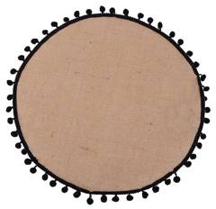 Podkładka okrągła z czarnymi pomponikami z juty