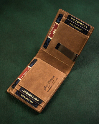 Skorzany portfel meski z klipsem na banknoty