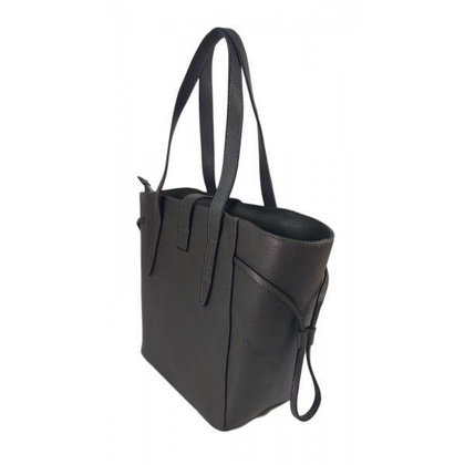 Pakowna włoska torebka skórzana na ramię mieści A4 ,Vera Pelle , Szara BKL25G