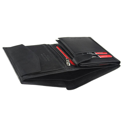Portfel męski skórzany PIERRE CARDIN TILAK38 326 RFID Czarno Czerwony