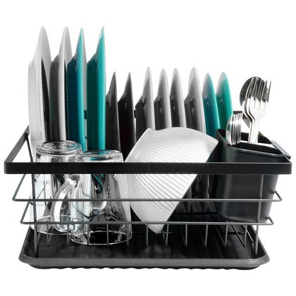 Suszarka na naczynia talerze kubki sztućce czarna ociekacz do naczyń loft