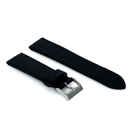 LAVVU Czarny szyty pasek SLIM z luksusowej skóry Top Grain - 24