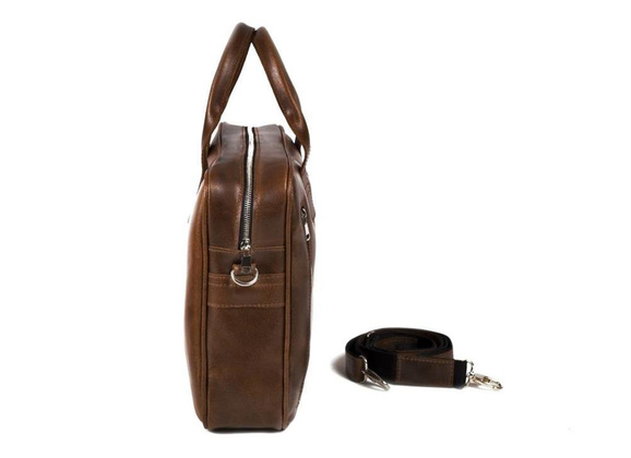 Skórzana torba na ramię na laptop BRØDRENE R02 jasny brąz Kolor wnętrza: Czarny - min. zamówienie 20 / 50 / 100 szt.