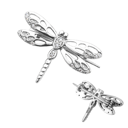 MINET Srebrna broszka WAŻKA z białymi cyrkoniami