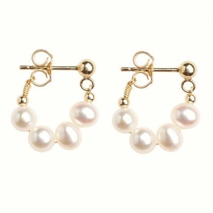 Kolczyki ze stali szlachetnej pozłacanej 14k złotem, sztyft srebro S925, perły KST3405