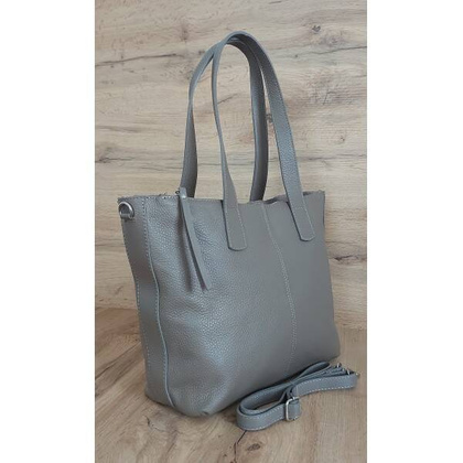 Duża Włoska skórzana torba na ramię mieści A4 trzy komory Vera Pelle Beżowa WA554T