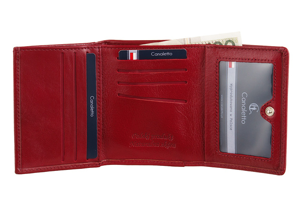Czerwony portfel damski Canaletto ze skóry garbowanej roślinnie PD2003cs165 GR RFID