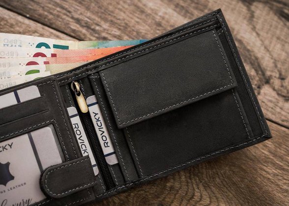 Portfel męski skórzany N992-CHM-DOG-2 Czarny