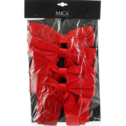 KOKARDA DEKORACYJNA CZERWONA 2x19x48CM 4 SZT MICA