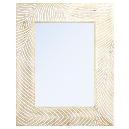 Lustro ścienne w drewnianej ramie prostokątne do salonu beżowe 40x50 cm
