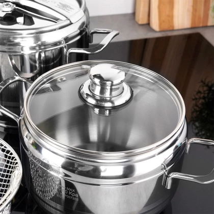 Szybkowar garnek stalowy ciśnieniowy zestaw garnków 2 szt. 3,5 5 l PROFI duo