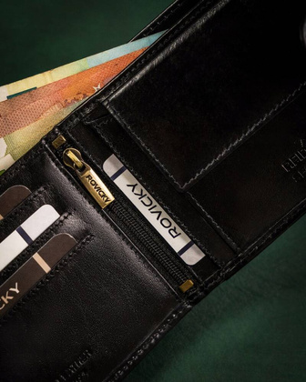 Skorzany portfel meski z systemem RFID