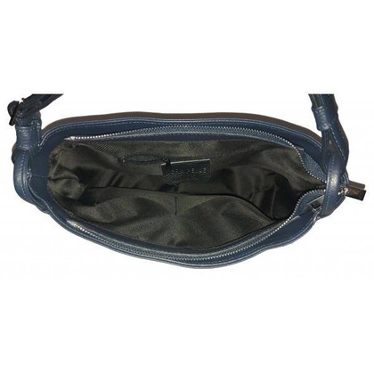 Miękka klasyczna torebka na ramię ,trzy komory ,Włoska skórzana Vera Pelle , Granatowa LB394BS