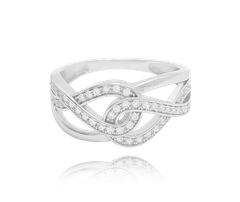 MINET Pierścien srebrny z białymi cyrkoniami wielkość 24