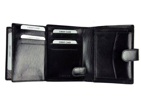 Skórzany portfel na karty z eleganckimi przeszyciami