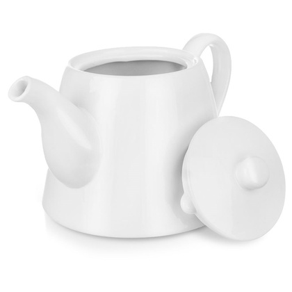 Dzbanek porcelanowy z uchwytem i pokrywką do kawy herbaty biały LUNA 2 l