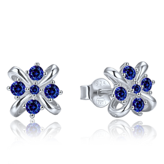 MINET Eleganckie srebrne kolczyki z granatowymi cyrkoniami