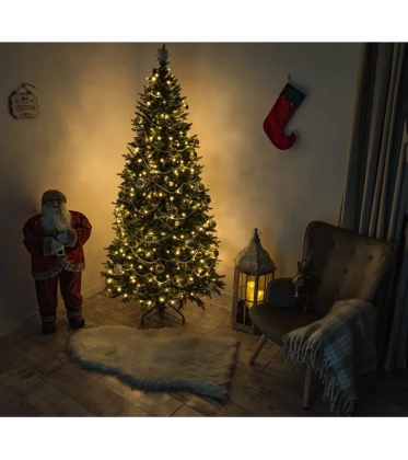 Choinka sztuczna PE01 220 cm zielona z metalowym stojakiem  jasnozielona silikonowa