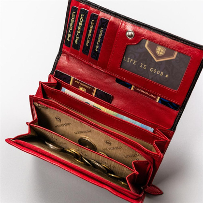 Duży skórzany portfel damski na zatrzask