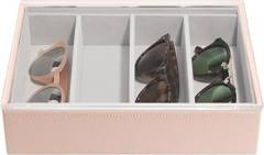 Pudełko na okulary Stackers Classic 4 komorowe różowe z akrylową pokrywką