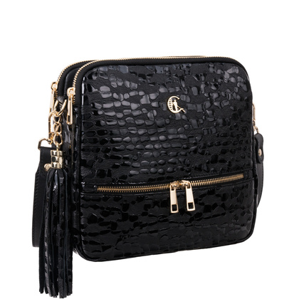 Torebka listonoszka Canaletto ze skóry naturalnej o wzorze kropli TD840s258złote