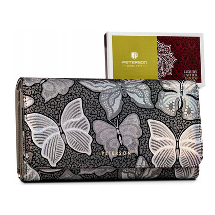 Duży, skórzany portfel damski w orientacji poziomej Peterson