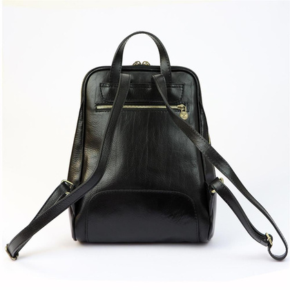 Plecak damski skórzany KEMER 2001 Czarny / Zielony