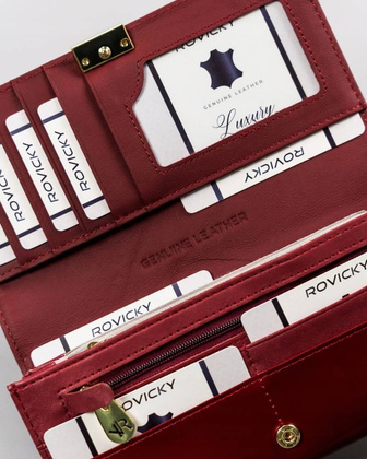 Duży, pojemny portfel damski ze skóry lakierowanej na zatrzask