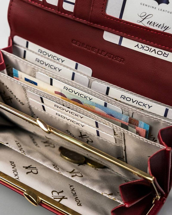 Lakierowany, duży portfel damski ze skóry naturalnej