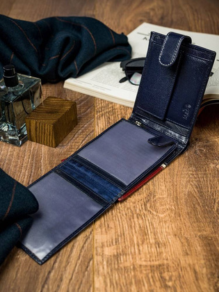 Poziomy portfel męski dwukolorowy ze skóry naturalnej hq