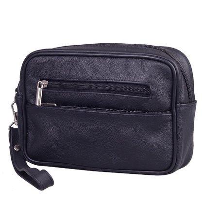 Saszetka skórzana KEMER 016 Czarna - min. zamówienie 20 / 50 / 100 szt.