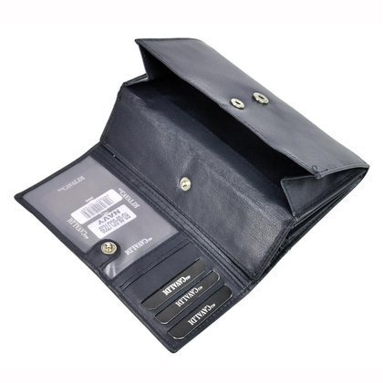 Podłużny portfel damski z bydlęcej skóry naturalnej — Cavaldi