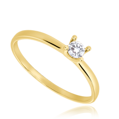 MINET Złoty pierścionek zaręczynowy z białą cyrkonią Au 585/1000 rozm. 15 - 0,80g
