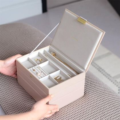 Szkatułka na biżuterię Stackers potrójna classic różowo-szampańska