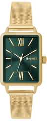 MINET Złoto-zielony damski zegarek SIENA ze złotą stalową bransoletką