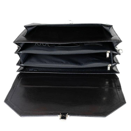 Skórzana teczka męska na laptopa czarna aktówka - Pavone Nero Marsala 2171 BL