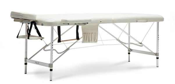 Stół, łóżko do masażu 2-segmentowe aluminiowe XXL Kremowe