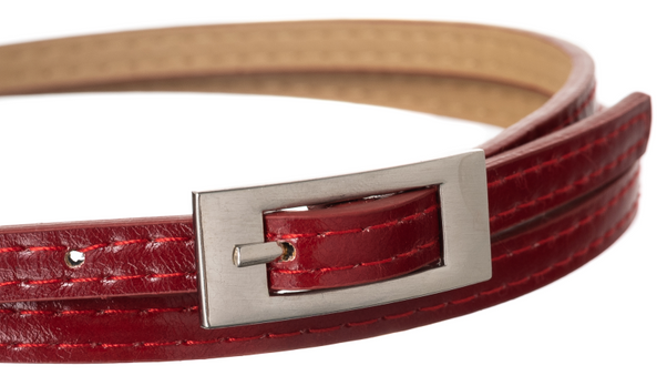 Damski pasek skórzany wąski cavaldi czerwony
