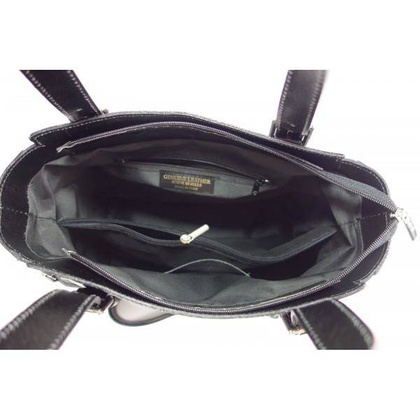 Włoska torebka skórzana, kuferek mieści A4 ,Vera Pelle ,Czarny  V884N