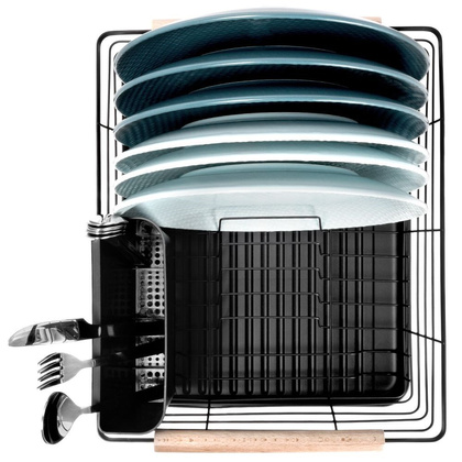 Suszarka na naczynia talerze sztućce czarna ociekacz do naczyń 38x30,5x15,5 cm