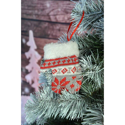 Zawieszka rękawiczka na prezenty - szara 12 cm