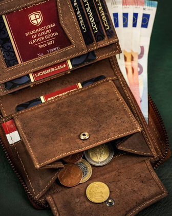 Duzy skorzany portfel meski na zamek