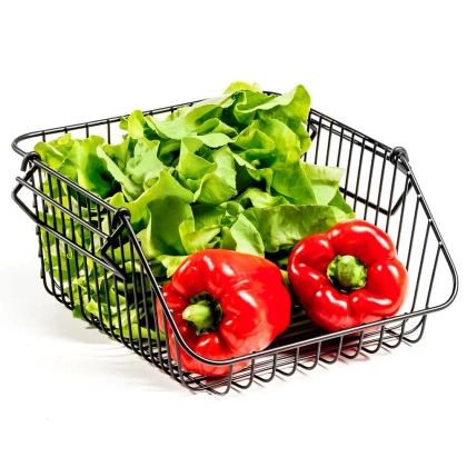 Koszyk na owoce i warzywa metalowy czarny piętrowy do piętrowania 29x27x14 cm 1 szt.