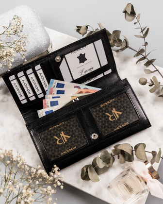 Duży skórzany portfel z systemem rfid protect