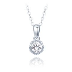 MINET Naszyjnik srebrny kwiat z białą cyrkonią