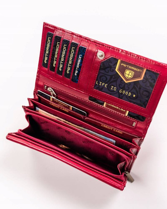 Duzy skorzany portfel damski na zatrzask