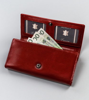 Skórzany portfel damski na karty z ochroną rfid protect