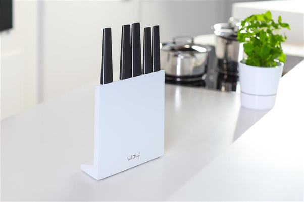 Zestaw 5 noży w bloku VOLO z powłoką nieprzywierającą biały