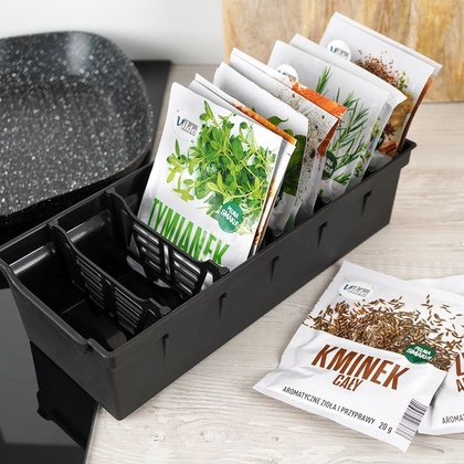 Organizer pojemnik kuchenny na torebki z przyprawami czarny 30x13x8 cm